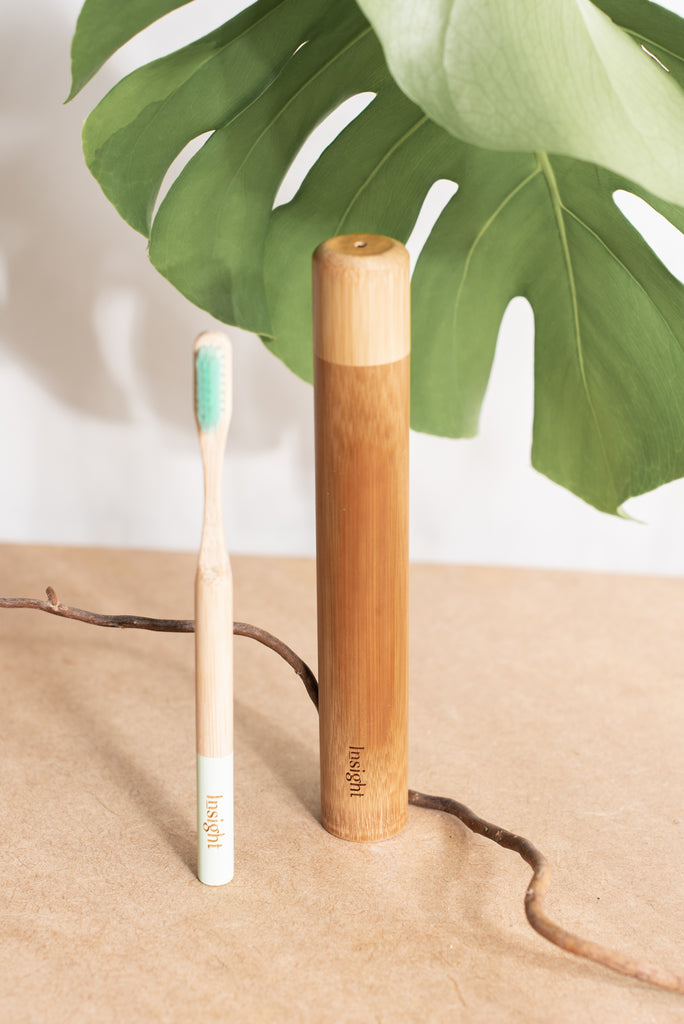 porta escova de dente de bambu